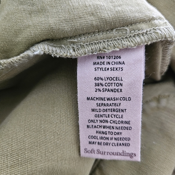 Soft Surrounding Pants 3X Plus Cargo Style Convertible Leg Eyelet Pockets Green - Picture 10 of 13